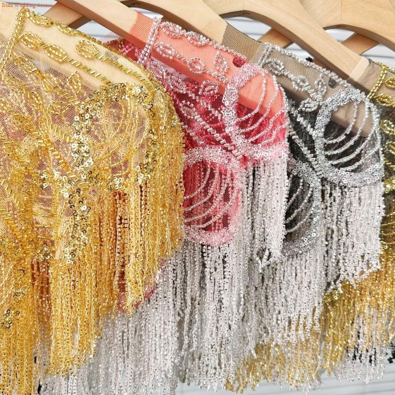 Stole Wedding Shawl - G92D paillettes brodées glands perlés châle