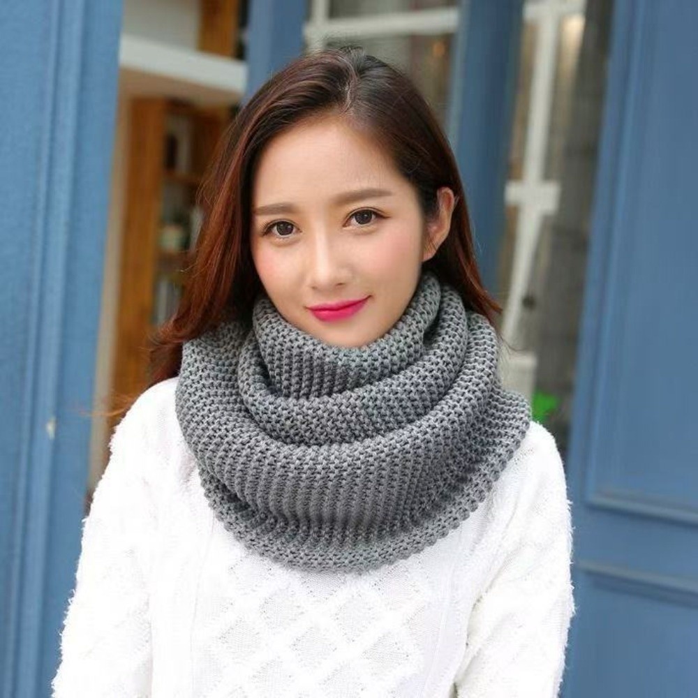 Infinity Scarf Knit - Écharpe chaude à couleur unie, type