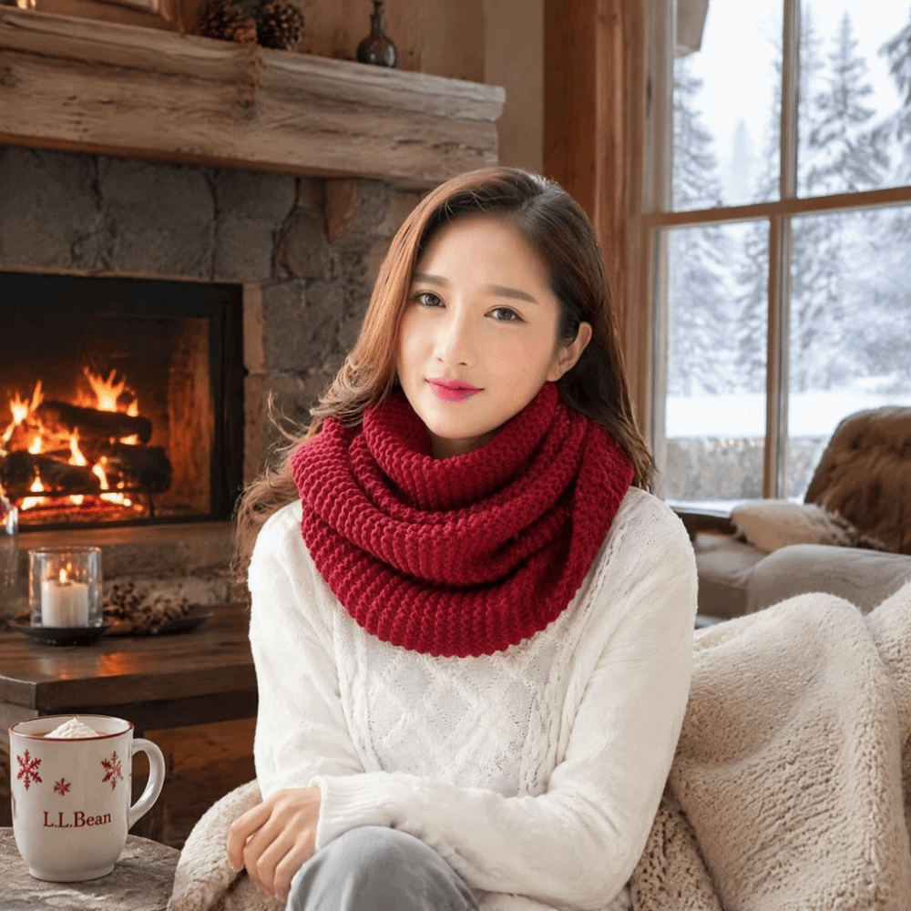 Écharpe chaude à couleur unie, - Infinity Scarf Knit avis et prix